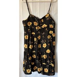 No Boundaries Juniors 2XL Black Floral Strappy Sundress